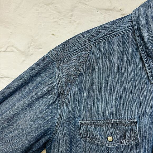 Carhartt Herringbone Twill HBT Snap Work Shirt Shacket Vintage Unlined Jacket - Picture 4 of 10